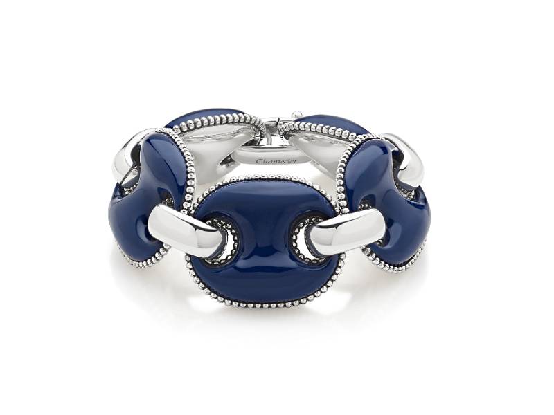 MARINE CHAIN BRACELET  IN SILVER AND BLU ENAMEL CAPRINESS CHANTECLER 40186